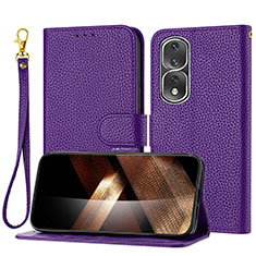 Handytasche Stand Schutzhülle Flip Leder Hülle Y09X für Huawei Honor 80 Pro 5G Violett