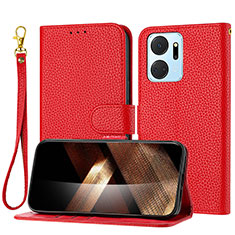 Handytasche Stand Schutzhülle Flip Leder Hülle Y09X für Huawei Honor X7a Rot