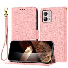 Handytasche Stand Schutzhülle Flip Leder Hülle Y09X für Motorola Moto G53y 5G Rosegold