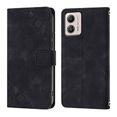 Handytasche Stand Schutzhülle Flip Leder Hülle YB1 für Motorola Moto G53 5G Schwarz