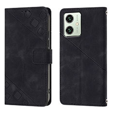 Handytasche Stand Schutzhülle Flip Leder Hülle YB1 für Motorola Moto G54 5G Schwarz