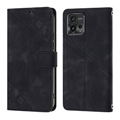 Handytasche Stand Schutzhülle Flip Leder Hülle YB1 für Motorola Moto G72 Schwarz