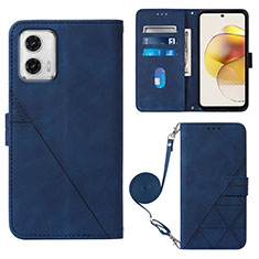 Handytasche Stand Schutzhülle Flip Leder Hülle YB1 für Motorola Moto G73 5G Blau