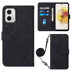 Handytasche Stand Schutzhülle Flip Leder Hülle YB1 für Motorola Moto G73 5G Schwarz