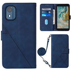 Handytasche Stand Schutzhülle Flip Leder Hülle YB1 für Nokia C02 Blau