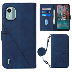 Handytasche Stand Schutzhülle Flip Leder Hülle YB1 für Nokia C12 Plus Blau