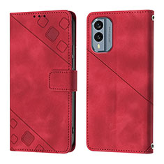 Handytasche Stand Schutzhülle Flip Leder Hülle YB1 für Nokia X30 5G Rot