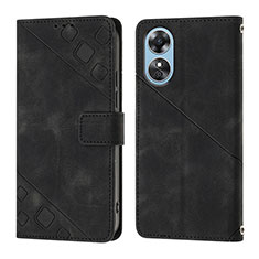 Handytasche Stand Schutzhülle Flip Leder Hülle YB1 für Oppo A17 Schwarz