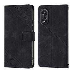 Handytasche Stand Schutzhülle Flip Leder Hülle YB1 für Oppo A18 Schwarz