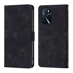 Handytasche Stand Schutzhülle Flip Leder Hülle YB1 für Oppo A54s Schwarz