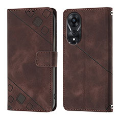 Handytasche Stand Schutzhülle Flip Leder Hülle YB1 für Oppo A58 5G Braun