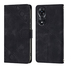 Handytasche Stand Schutzhülle Flip Leder Hülle YB1 für Oppo A58 5G Schwarz