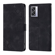 Handytasche Stand Schutzhülle Flip Leder Hülle YB1 für Oppo A77 5G Schwarz