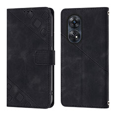 Handytasche Stand Schutzhülle Flip Leder Hülle YB1 für Oppo Reno8 T 4G Schwarz