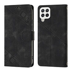 Handytasche Stand Schutzhülle Flip Leder Hülle YB1 für Samsung Galaxy A22 4G Schwarz