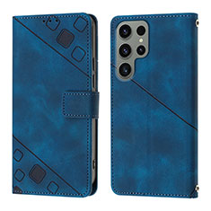 Handytasche Stand Schutzhülle Flip Leder Hülle YB1 für Samsung Galaxy S22 Ultra 5G Blau