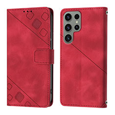 Handytasche Stand Schutzhülle Flip Leder Hülle YB1 für Samsung Galaxy S25 Ultra 5G Rot