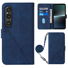 Handytasche Stand Schutzhülle Flip Leder Hülle YB1 für Sony Xperia 1 V Blau