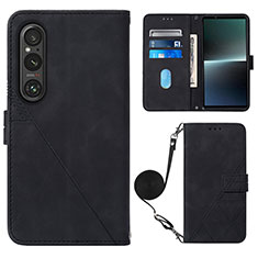 Handytasche Stand Schutzhülle Flip Leder Hülle YB1 für Sony Xperia 1 V Schwarz