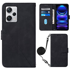 Handytasche Stand Schutzhülle Flip Leder Hülle YB1 für Xiaomi Redmi Note 12 Pro+ Plus 5G Schwarz