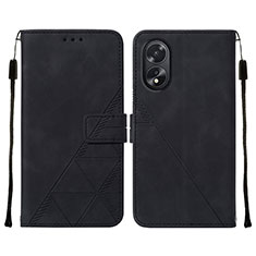 Handytasche Stand Schutzhülle Flip Leder Hülle YB2 für Oppo A18 Schwarz