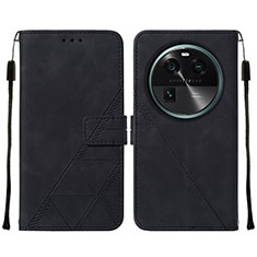 Handytasche Stand Schutzhülle Flip Leder Hülle YB2 für Oppo Find X6 5G Schwarz