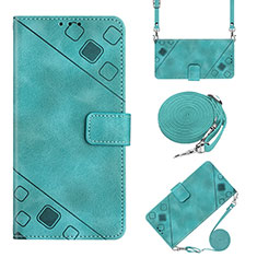 Handytasche Stand Schutzhülle Flip Leder Hülle YB2 für Samsung Galaxy S22 Ultra 5G Cyan