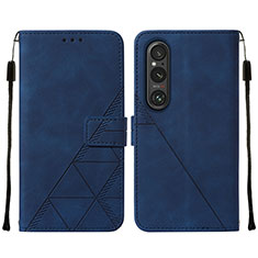 Handytasche Stand Schutzhülle Flip Leder Hülle YB2 für Sony Xperia 1 V Blau