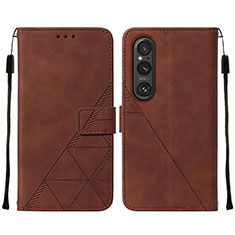 Handytasche Stand Schutzhülle Flip Leder Hülle YB2 für Sony Xperia 1 V Braun