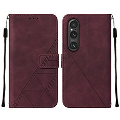 Handytasche Stand Schutzhülle Flip Leder Hülle YB2 für Sony Xperia 1 V Rot