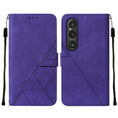 Handytasche Stand Schutzhülle Flip Leder Hülle YB2 für Sony Xperia 1 V Violett