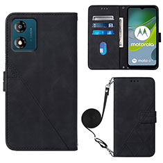 Handytasche Stand Schutzhülle Flip Leder Hülle YB3 für Motorola Moto E13 Schwarz