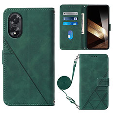 Handytasche Stand Schutzhülle Flip Leder Hülle YB3 für Oppo A18 Grün