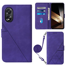 Handytasche Stand Schutzhülle Flip Leder Hülle YB3 für Oppo A18 Violett