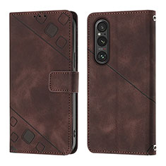 Handytasche Stand Schutzhülle Flip Leder Hülle YB3 für Sony Xperia 1 V Braun