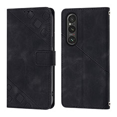 Handytasche Stand Schutzhülle Flip Leder Hülle YB3 für Sony Xperia 1 V Schwarz