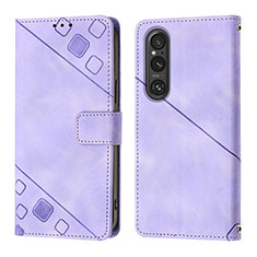 Handytasche Stand Schutzhülle Flip Leder Hülle YB3 für Sony Xperia 1 V Violett