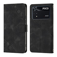 Handytasche Stand Schutzhülle Flip Leder Hülle YB3 für Xiaomi Poco M4 Pro 4G Schwarz