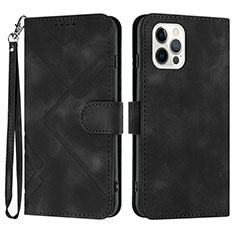 Handytasche Stand Schutzhülle Flip Leder Hülle YX1 für Apple iPhone 15 Pro Max Schwarz