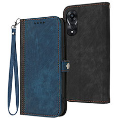 Handytasche Stand Schutzhülle Flip Leder Hülle YX1 für Oppo A18 Blau