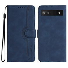 Handytasche Stand Schutzhülle Flip Leder Hülle YX2 für Google Pixel 6a 5G Blau