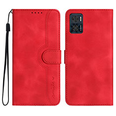 Handytasche Stand Schutzhülle Flip Leder Hülle YX2 für Motorola Moto E22 Rot