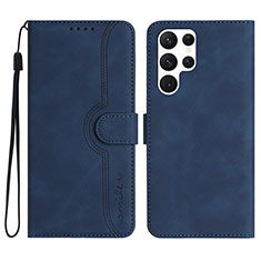 Handytasche Stand Schutzhülle Flip Leder Hülle YX2 für Samsung Galaxy S22 Ultra 5G Blau