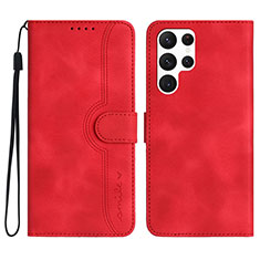 Handytasche Stand Schutzhülle Flip Leder Hülle YX2 für Samsung Galaxy S22 Ultra 5G Rot