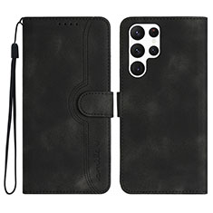 Handytasche Stand Schutzhülle Flip Leder Hülle YX2 für Samsung Galaxy S22 Ultra 5G Schwarz