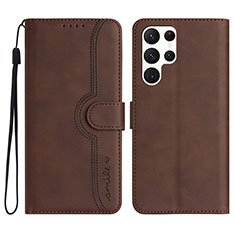 Handytasche Stand Schutzhülle Flip Leder Hülle YX2 für Samsung Galaxy S24 Ultra 5G Braun