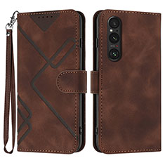 Handytasche Stand Schutzhülle Flip Leder Hülle YX2 für Sony Xperia 1 V Braun