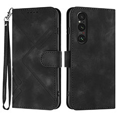 Handytasche Stand Schutzhülle Flip Leder Hülle YX2 für Sony Xperia 1 V Schwarz