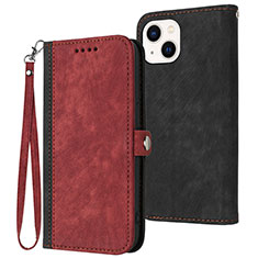 Handytasche Stand Schutzhülle Flip Leder Hülle YX3 für Apple iPhone 15 Plus Rot