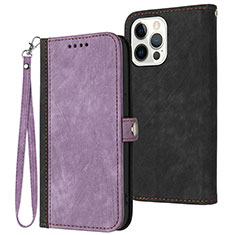 Handytasche Stand Schutzhülle Flip Leder Hülle YX3 für Apple iPhone 15 Pro Violett